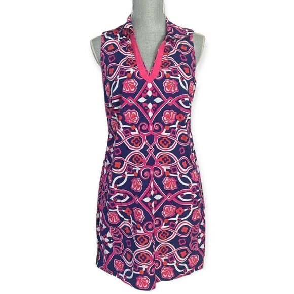 Vineyard Vines Shell Scarf Blue Multi-Color Sleeveless Shift Dress Size 6 - Picture 2 of 6